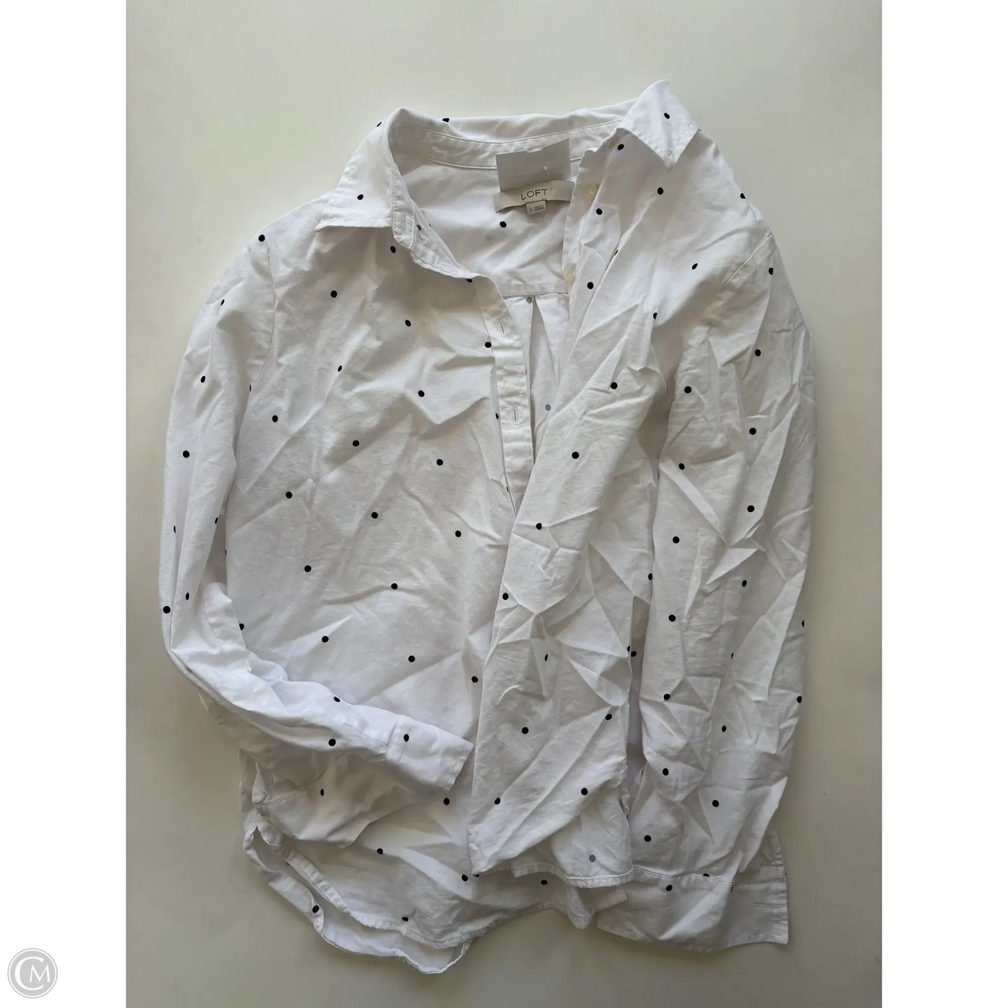 Top Long Sleeve By Loft In Polkadot Pattern, Size: L