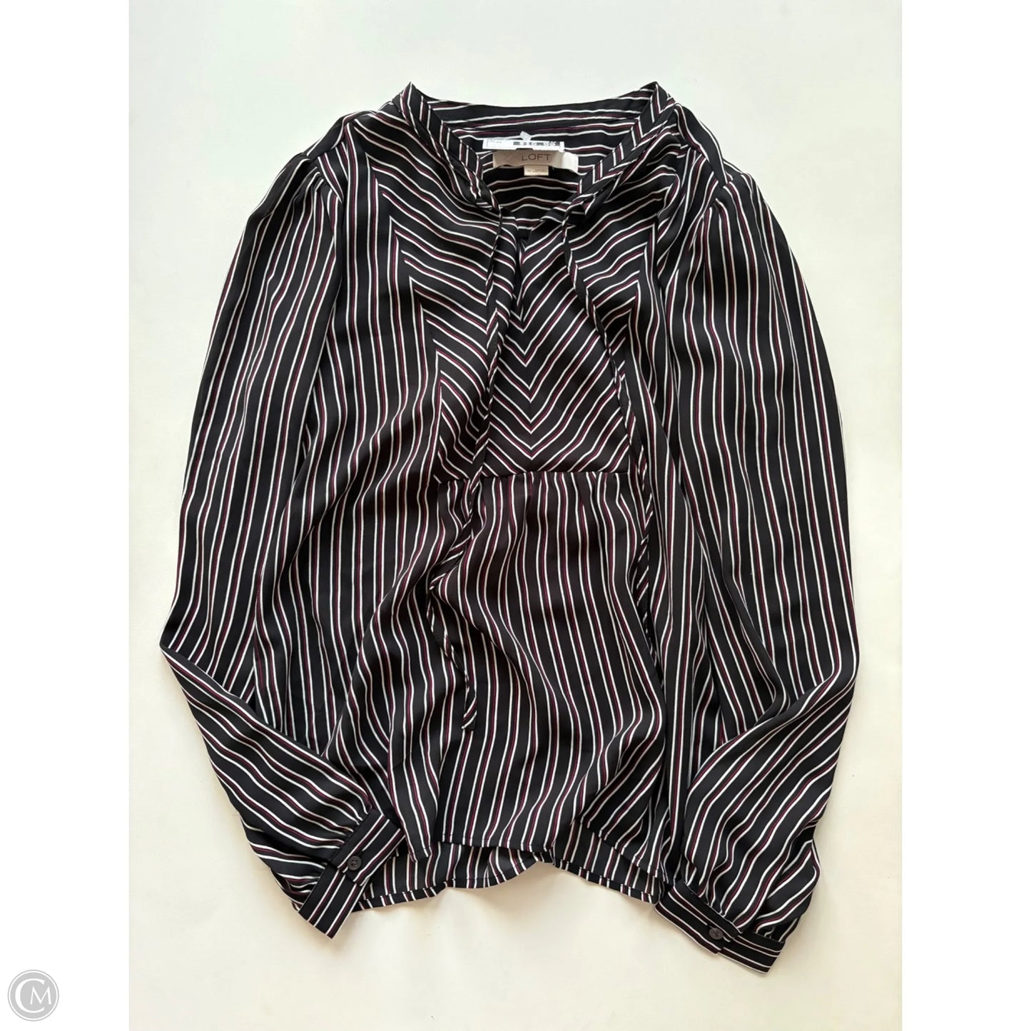 Blouse Long Sleeve By Loft In Striped Pattern, Size: Xs