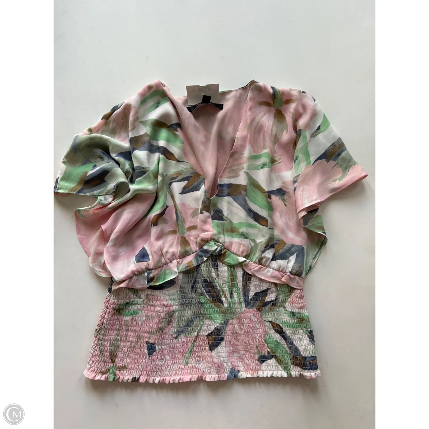 Blouse Short Sleeve By White House Black Market In Floral Print, Size: Xs