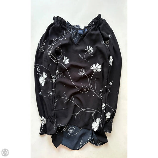 Blouse Long Sleeve By Kaari Blue In Black, Size: Xl