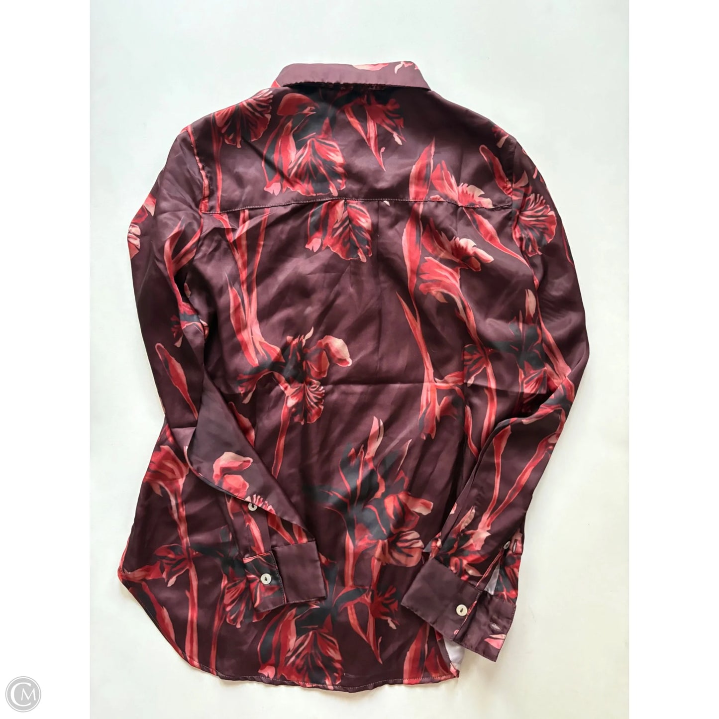 Blouse Long Sleeve By Tahari By Arthur Levine In Maroon, Size: Xs