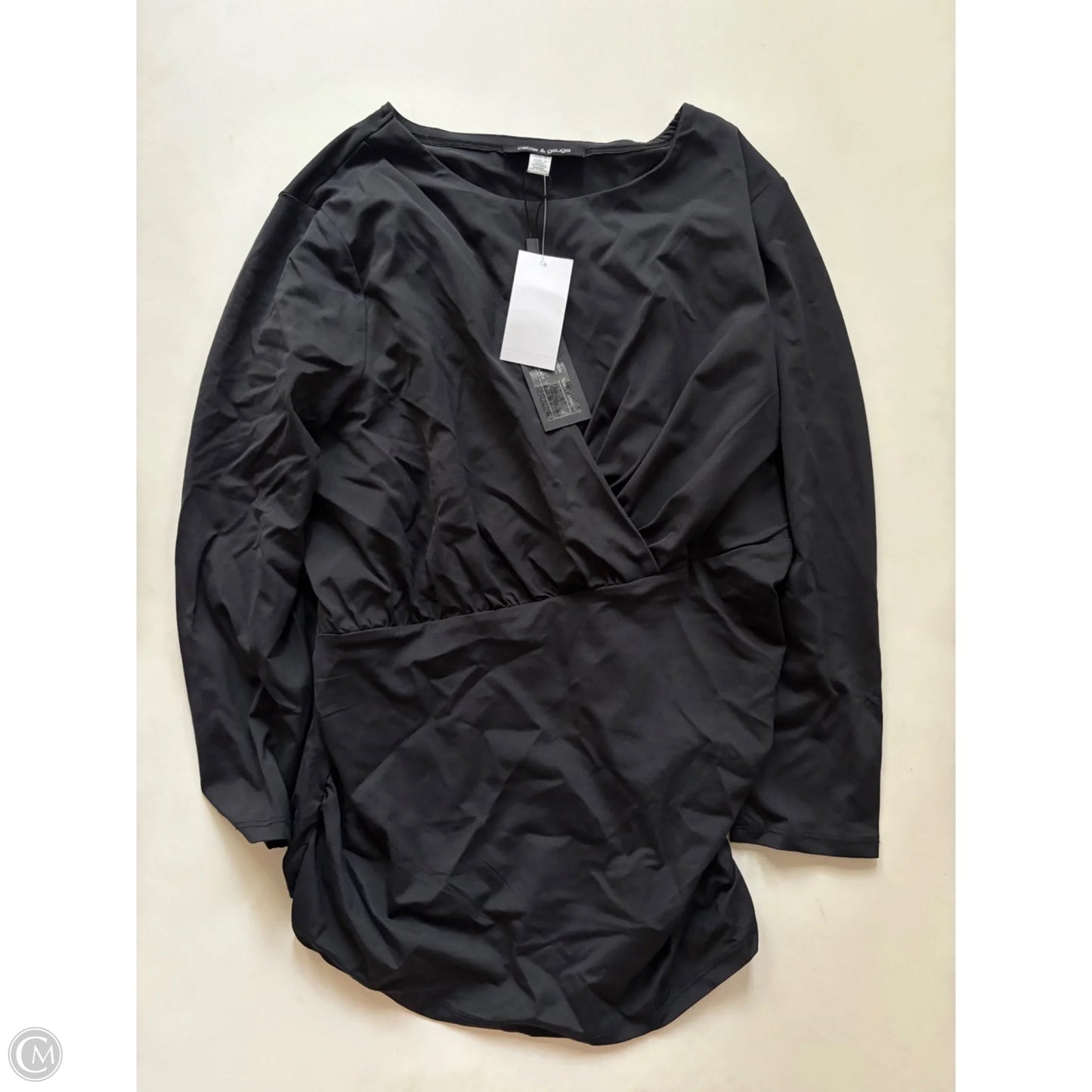 Blouse Long Sleeve By Cable And Gauge In Black, Size: L
