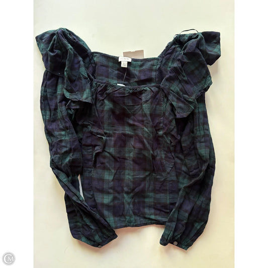 Top Long Sleeve By J. Crew In Plaid Pattern, Size: L