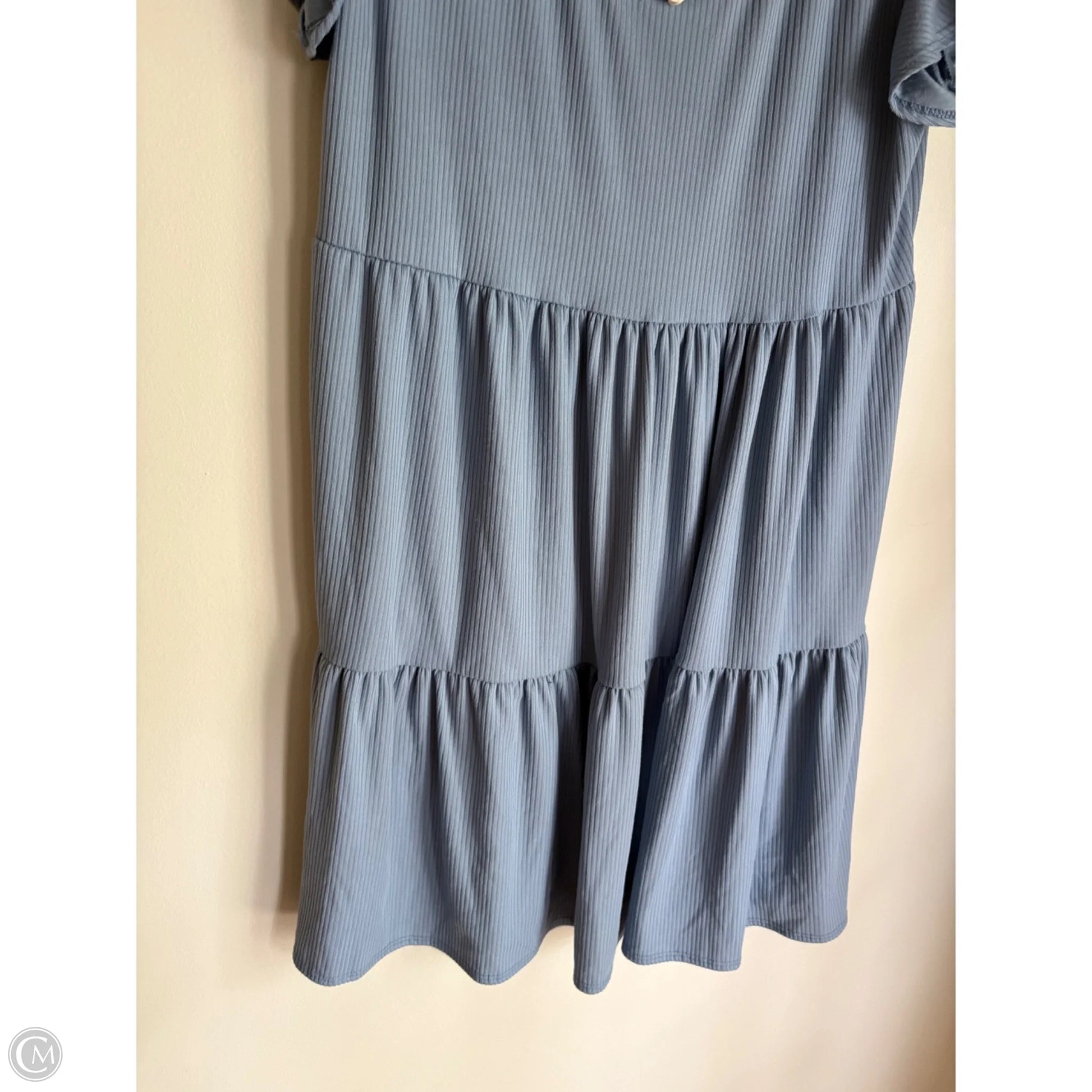 See You Monday Blue & White Floral Ribbed Dress See You Monday Blue & White Floral Ribbed Dress