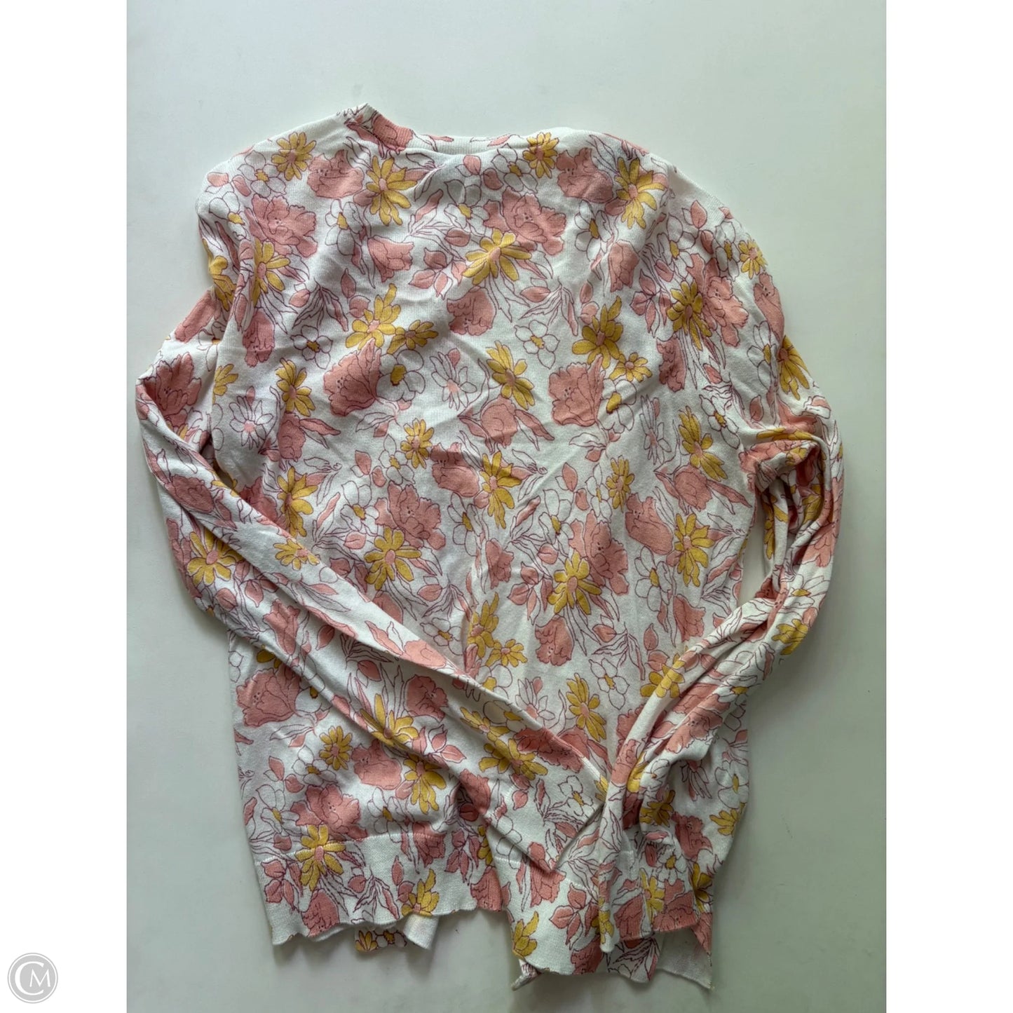 Sweater Cardigan By Loft In Floral Print, Size: M