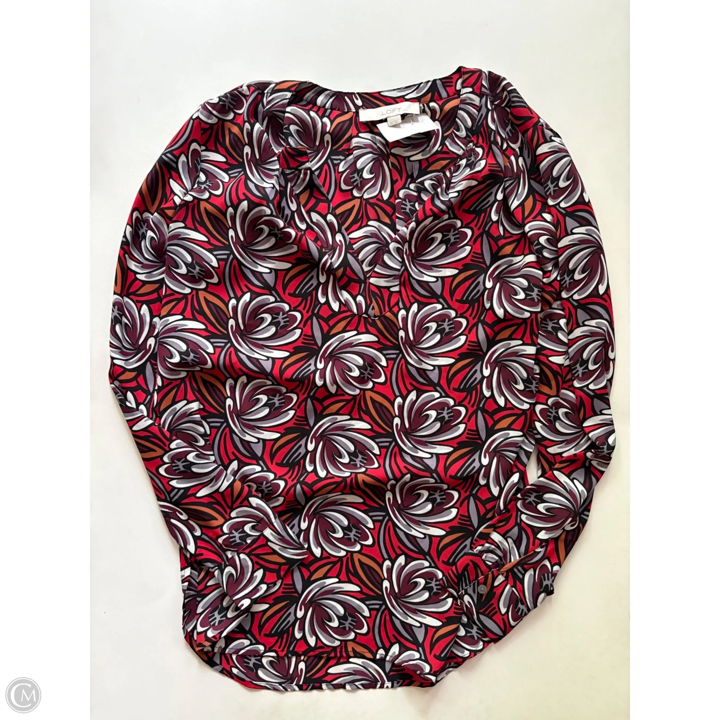 Blouse Long Sleeve By Loft In Floral Print, Size: Xs
