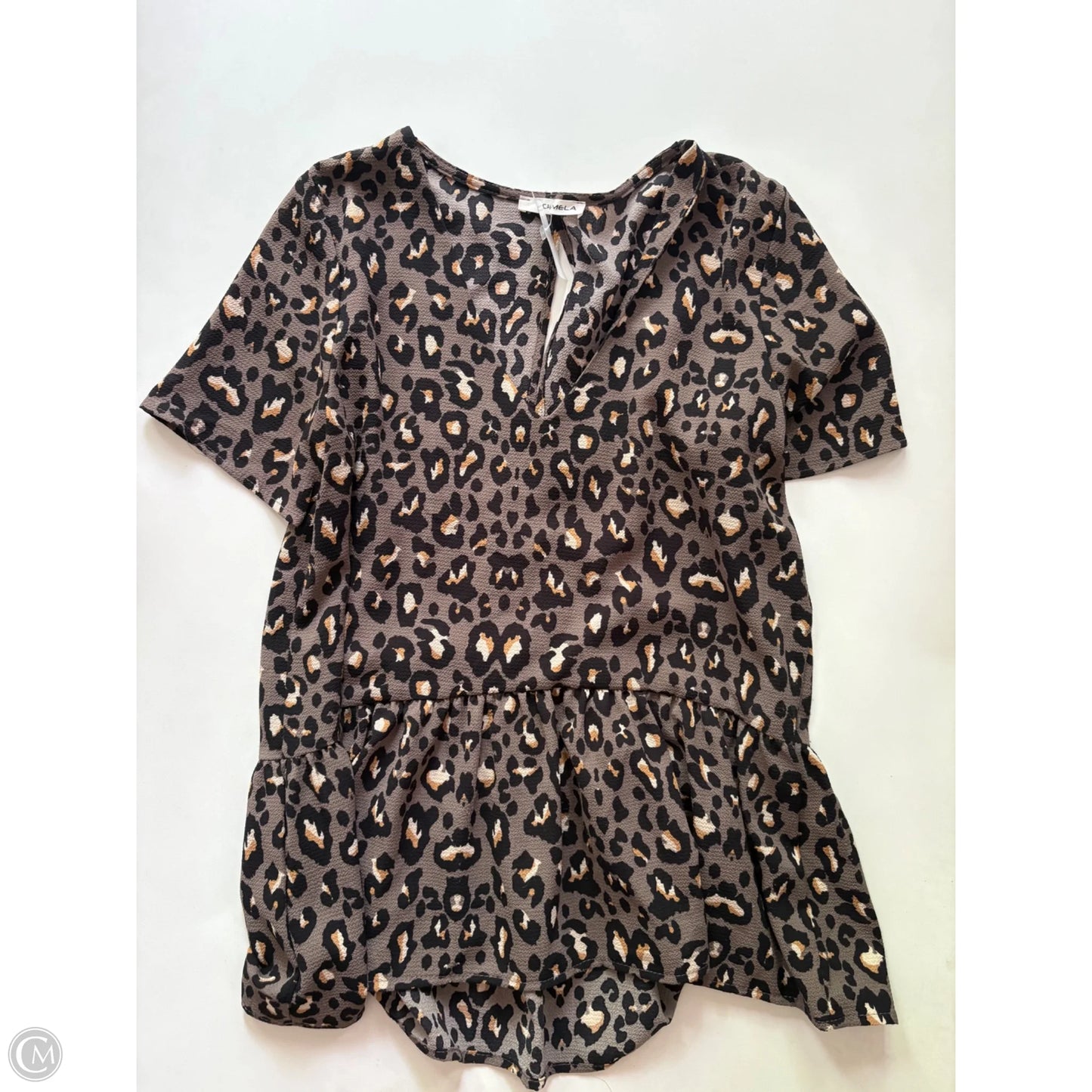 Top Short Sleeve By Caramel In Animal Print, Size: S