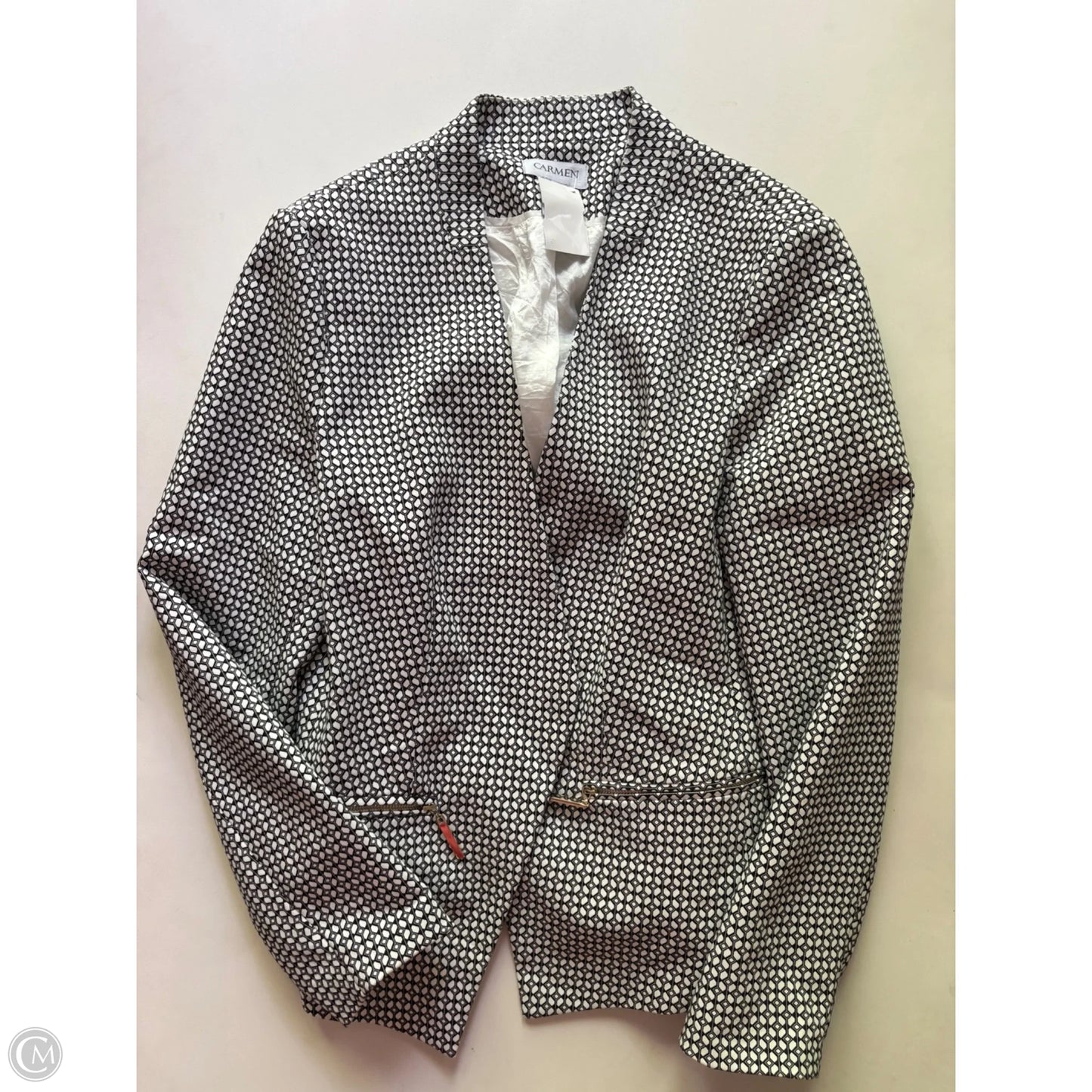 Blazer By Carmen By Carmen Marc Valvo In Black & White, Size: L
