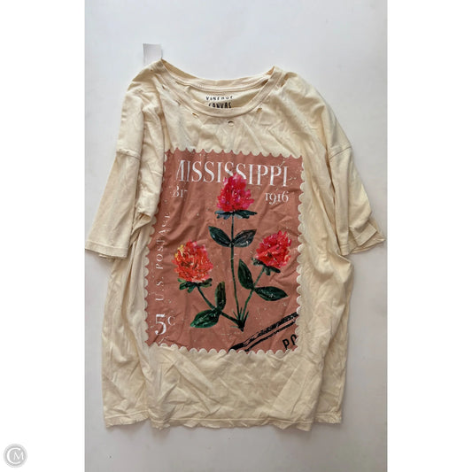 Top Short Sleeve By Vintage Canvas In Cream, Size: S