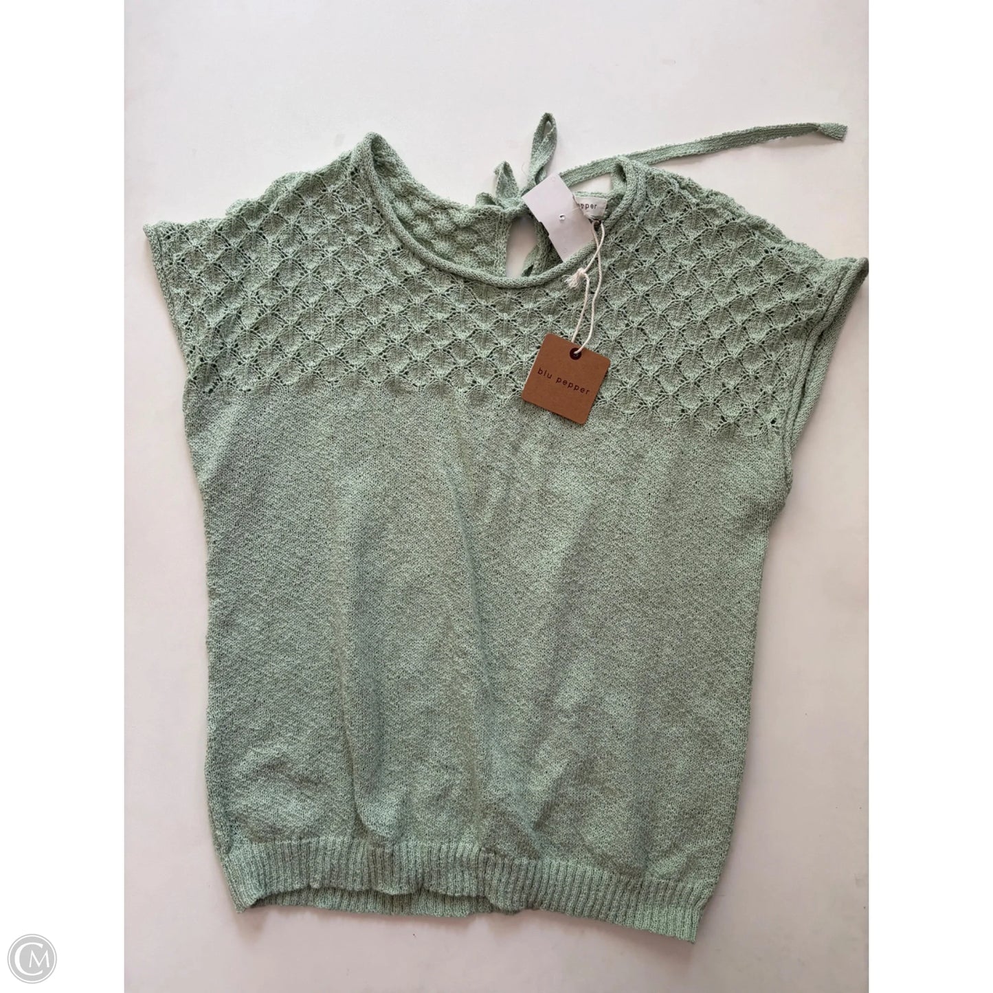 Sweater Short Sleeve By Blu Pepper In Green, Size: L