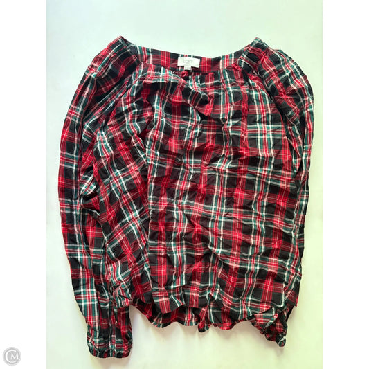 Top Long Sleeve By Loft In Plaid Pattern, Size: Xl