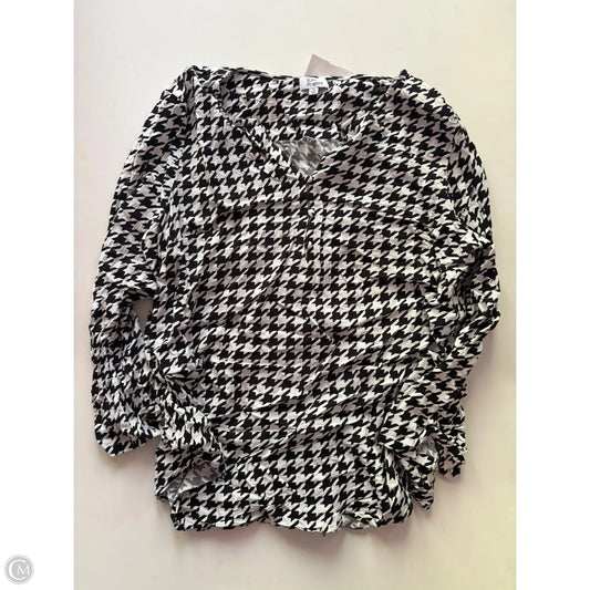 Top Long Sleeve By Kim Rogers In Black & White, Size: M