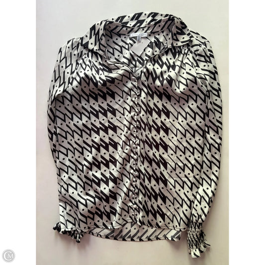 Blouse Long Sleeve By Maison d Amelie In Black & White, Size: M