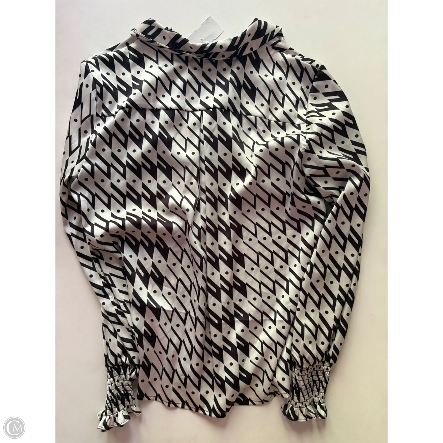 Blouse Long Sleeve By Maison d Amelie In Black & White, Size: M