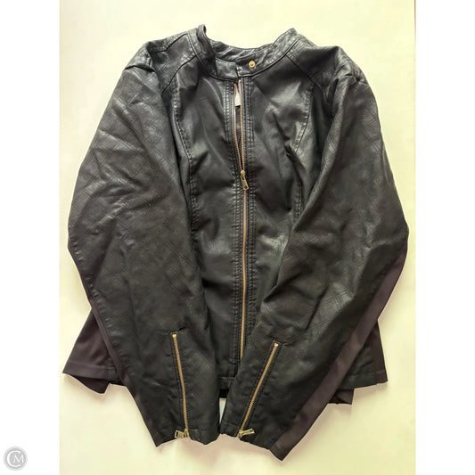 Jacket Moto By Baccini In Black, Size: 2x