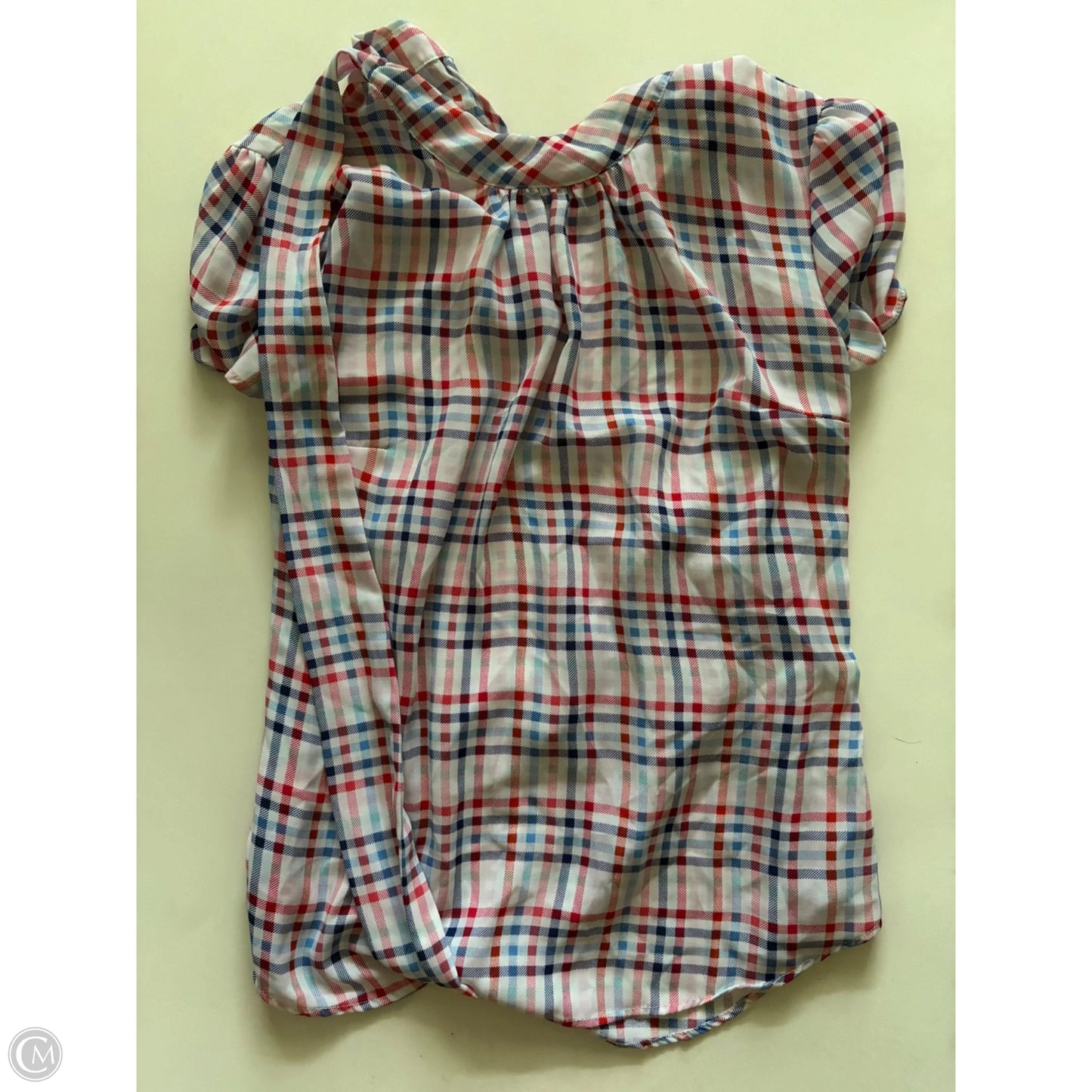 Blouse Long Sleeve By New York And Co In Plaid Pattern, Size: M