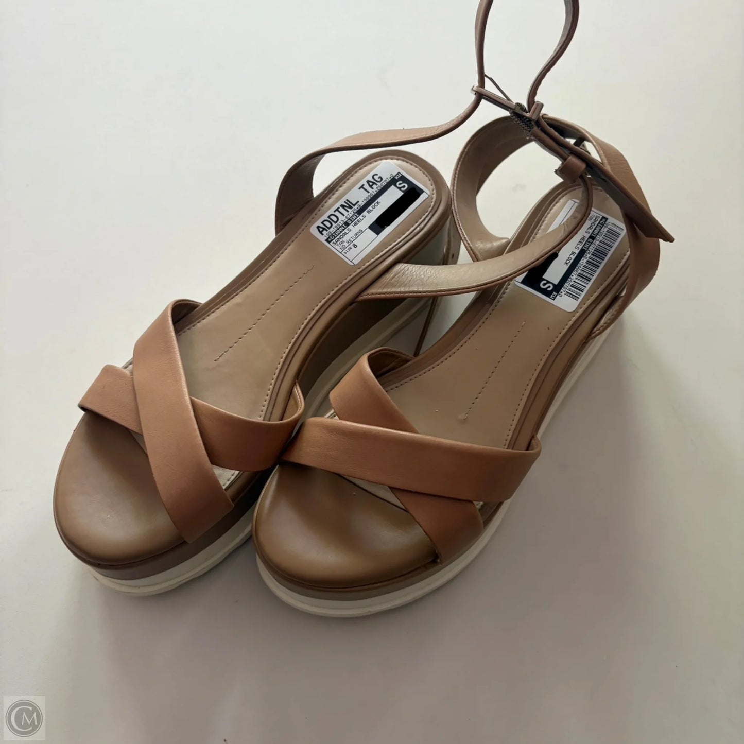 Sandals Heels Block By Gianni Bini In Tan, Size: 8