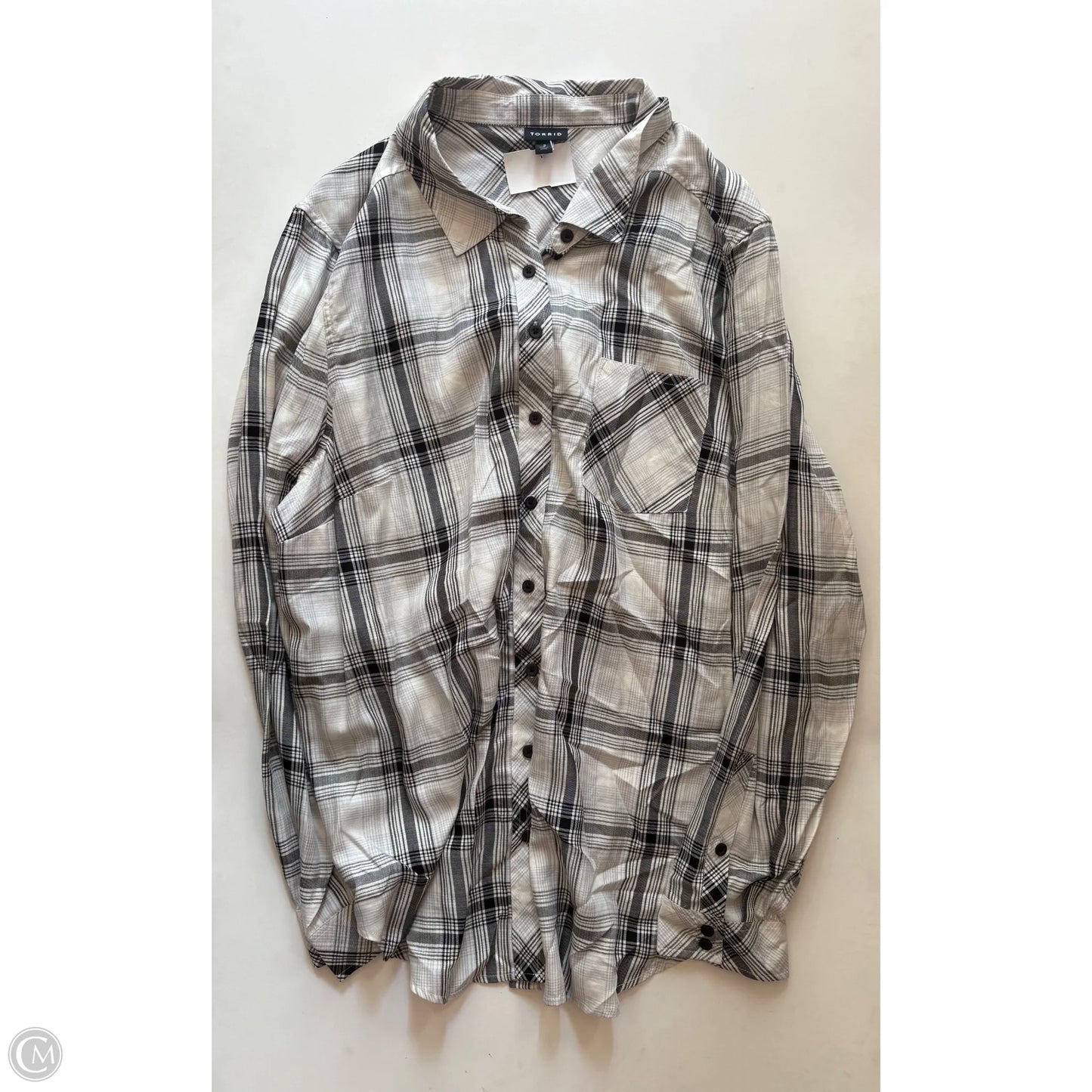 Top Long Sleeve By Torrid In Plaid Pattern, Size: 2x