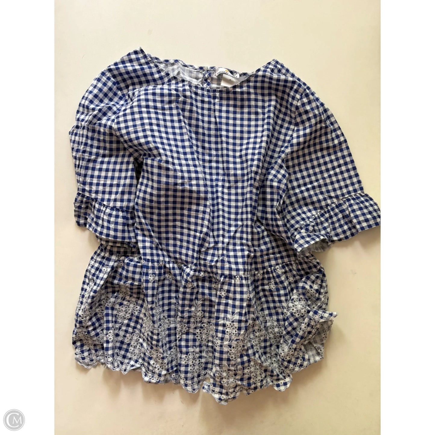 Top Short Sleeve By Tennesse Honeyy In Checkered Pattern, Size: L