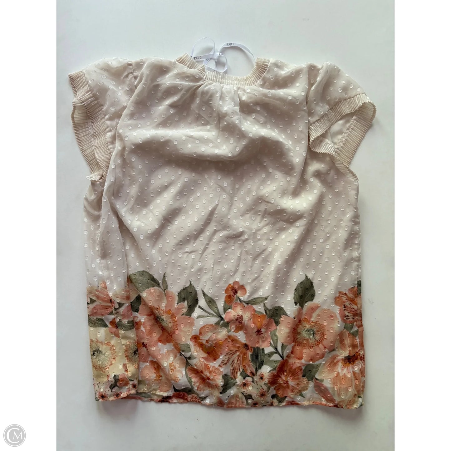 Blouse Short Sleeve By Dr2 In Cream, Size: M