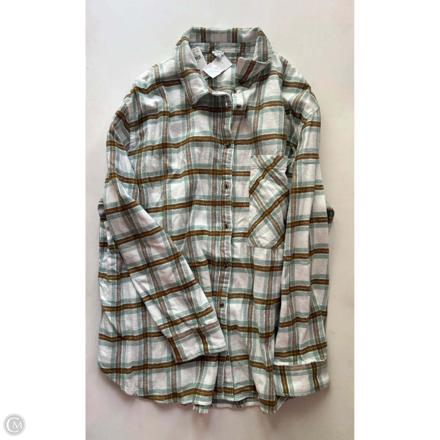 Top Long Sleeve By Aerie In Plaid Pattern, Size: Xl