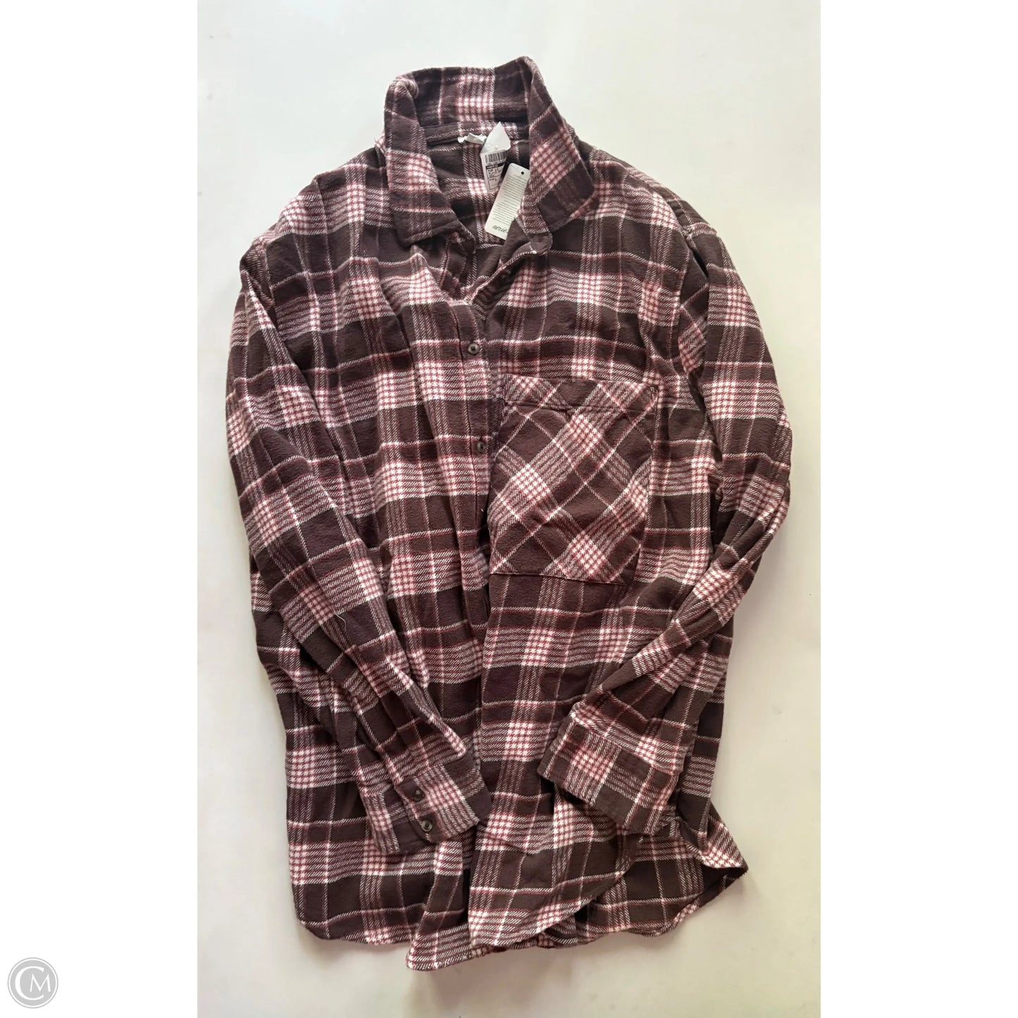 Top Long Sleeve By Aerie In Plaid Pattern, Size: L