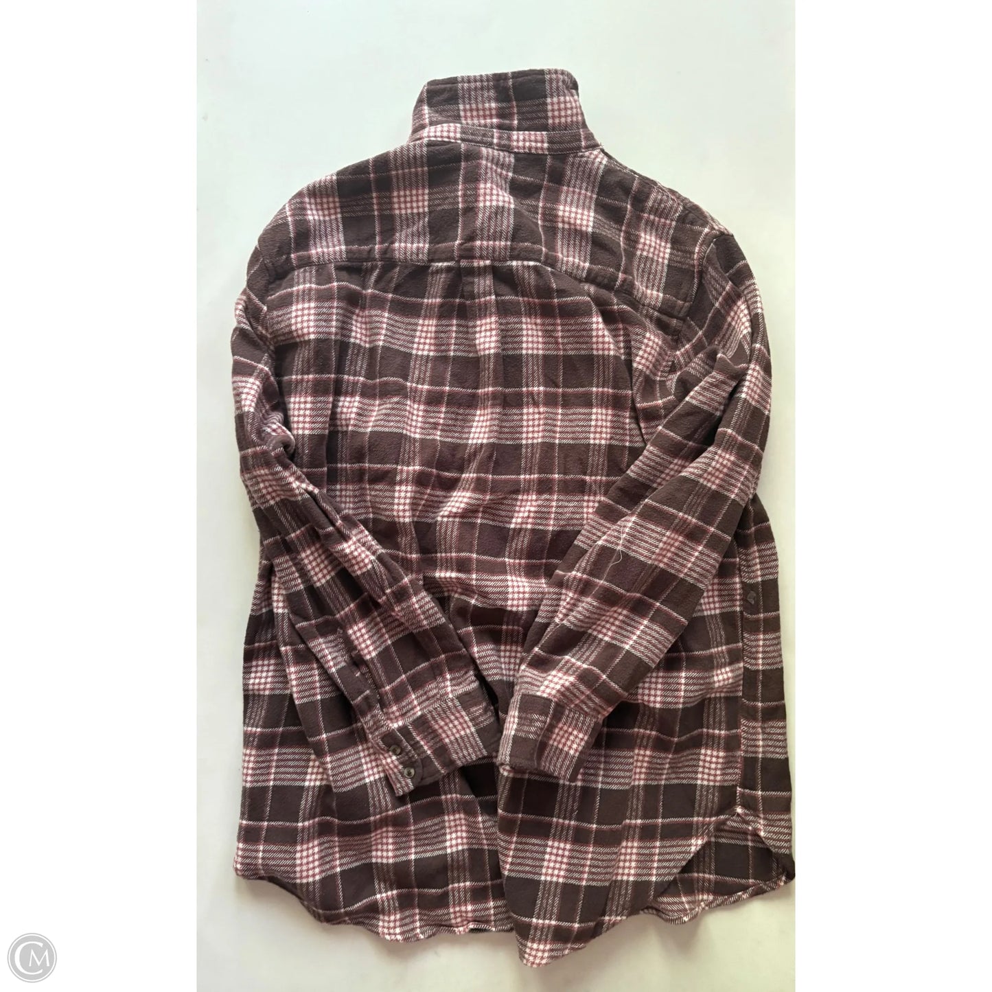 Top Long Sleeve By Aerie In Plaid Pattern, Size: L