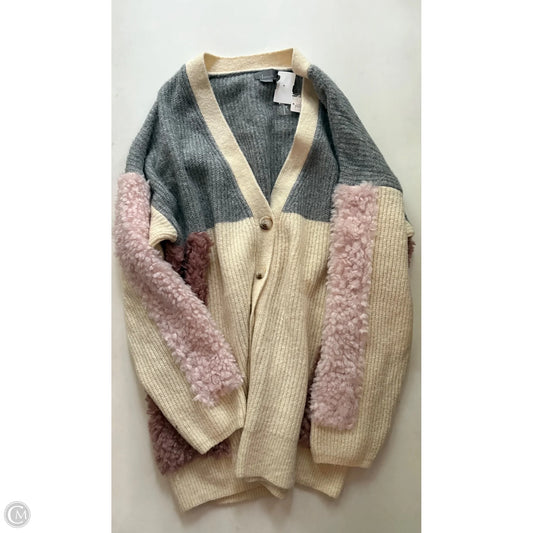 Sweater Cardigan By Anthropologie In Grey & Pink, Size: Xl