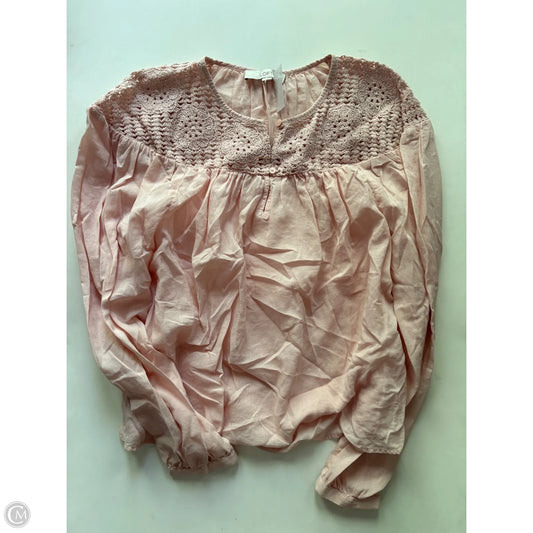 Top Long Sleeve By Loft In Peach, Size: M