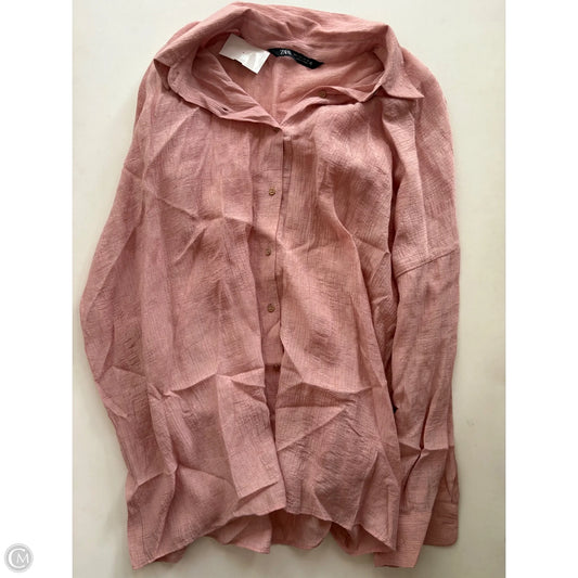 Top Long Sleeve By Zara In Pink, Size: L