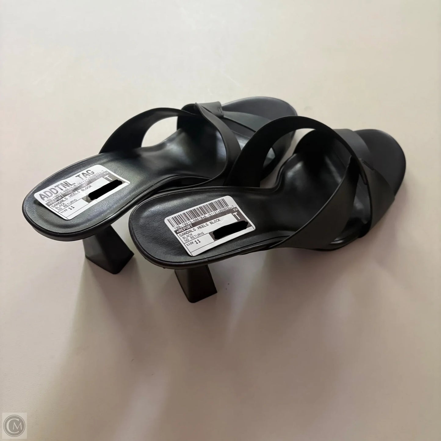 Sandals Heels Block By Report In Black, Size: 11