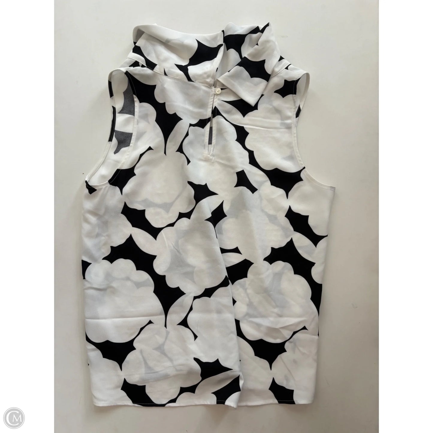 Blouse Sleeveless By Ann Taylor In Black & White, Size: M