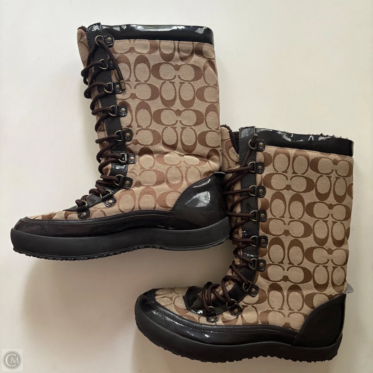 Boots Designer By Coach In Brown, Size: 9.5