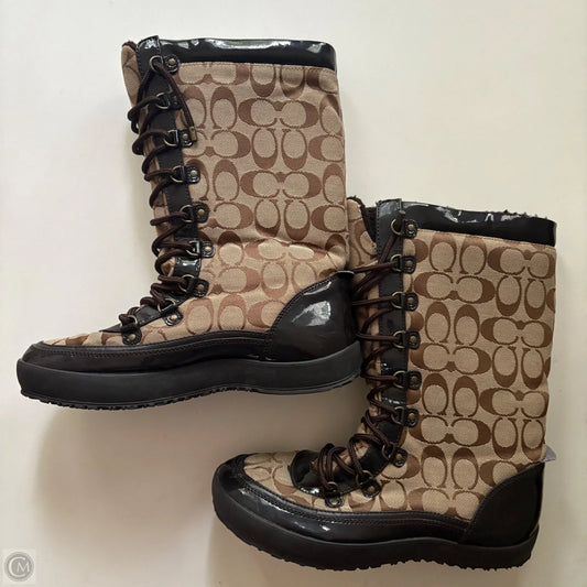 Boots Designer By Coach In Brown, Size: 9.5