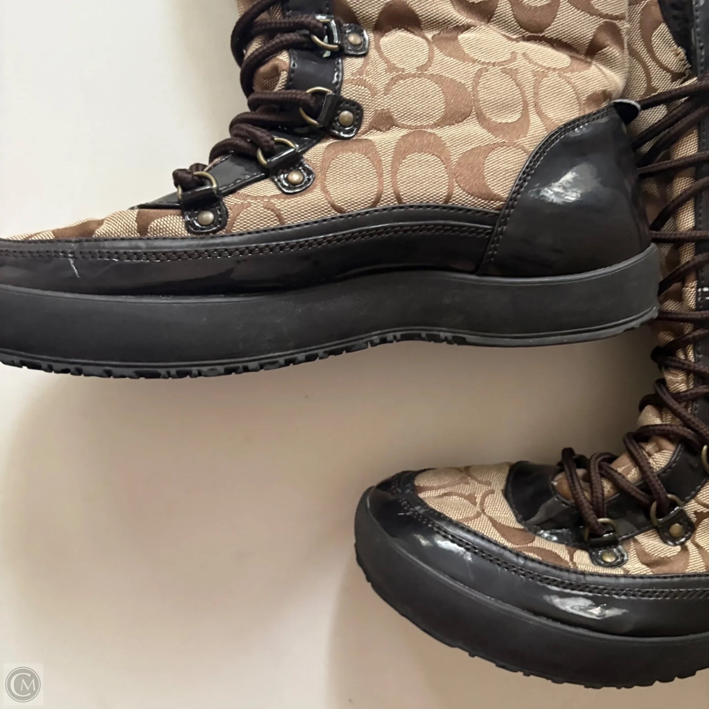 Boots Designer By Coach In Brown, Size: 9.5
