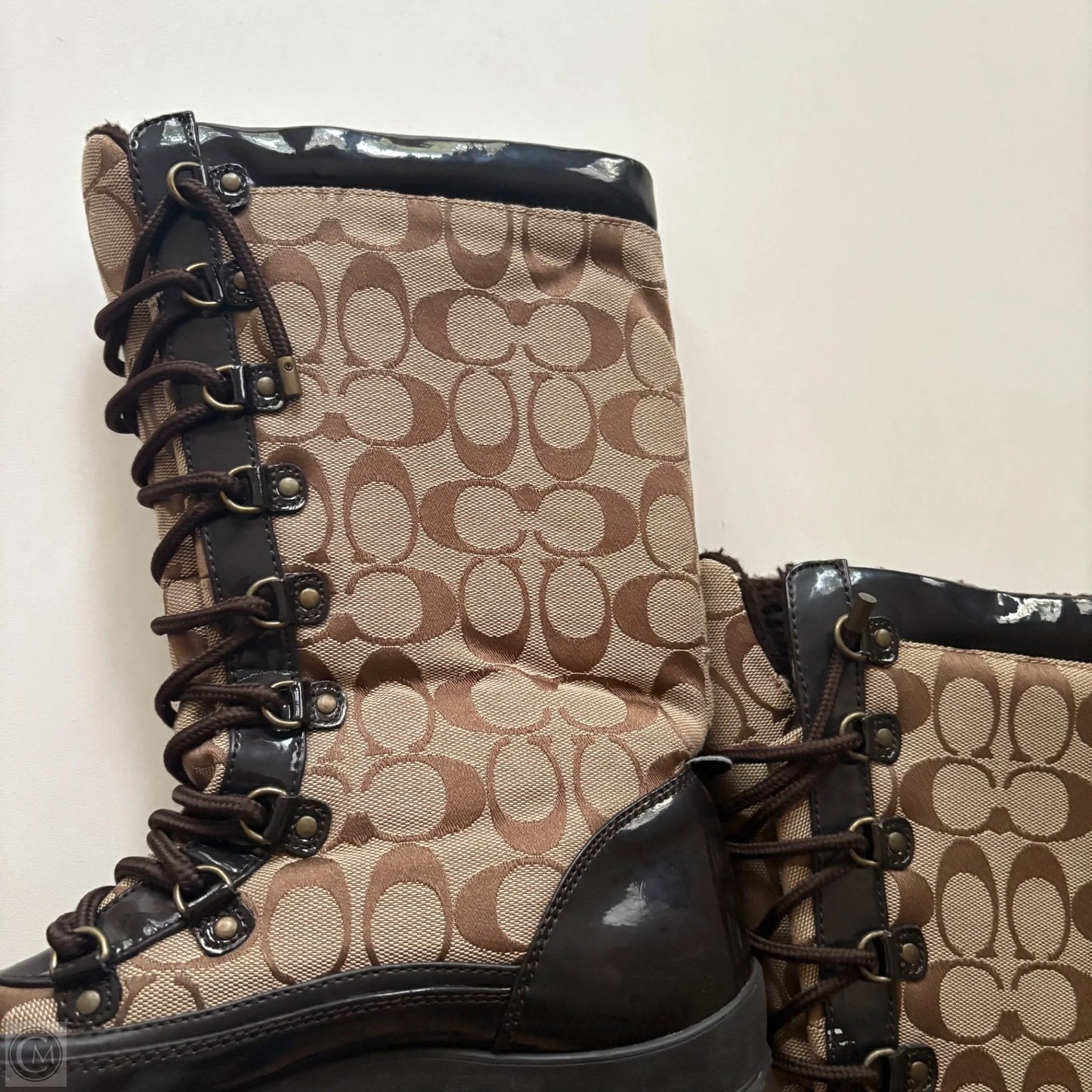 Boots Designer By Coach In Brown, Size: 9.5