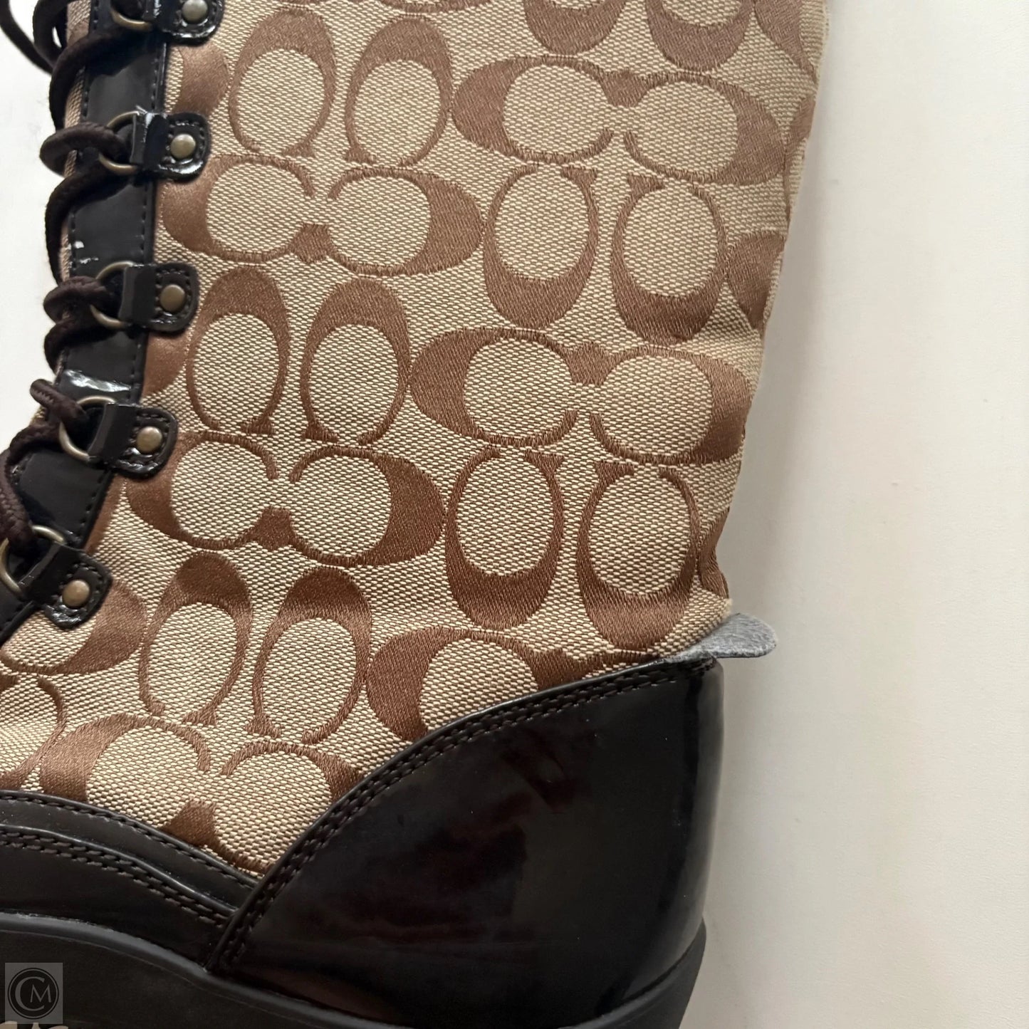 Boots Designer By Coach In Brown, Size: 9.5
