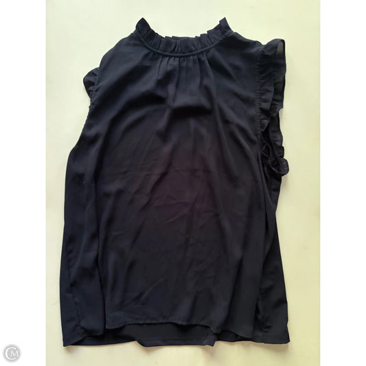 Blouse Short Sleeve By Ann Taylor In Navy, Size: L