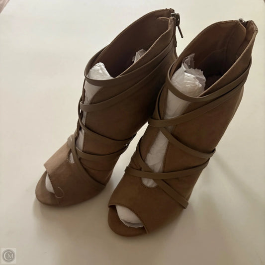 Boots Ankle Heels By Cato In Tan, Size: 8