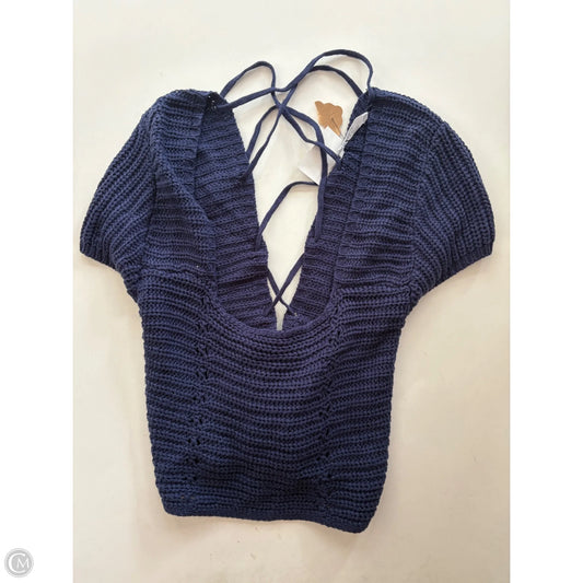 Sweater Short Sleeve By Double Zero In Navy, Size: L