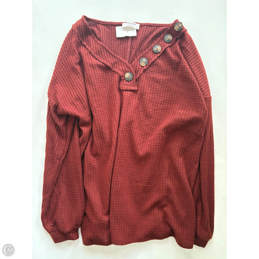 Top Long Sleeve By Zenana In Brown, Size: L