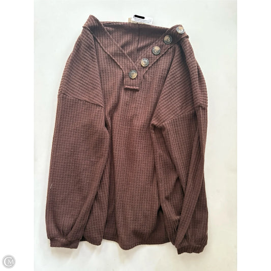 Top Long Sleeve By Zenana In Brown, Size: L