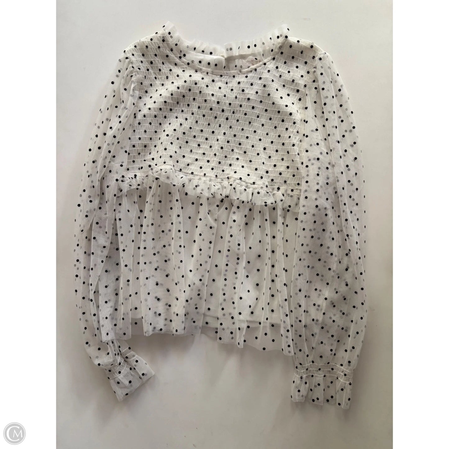 Blouse Long Sleeve By Belle Du Jour In Polkadot Pattern, Size: Xl