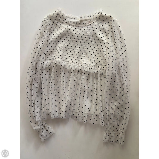 Blouse Long Sleeve By Belle Du Jour In Polkadot Pattern, Size: Xl