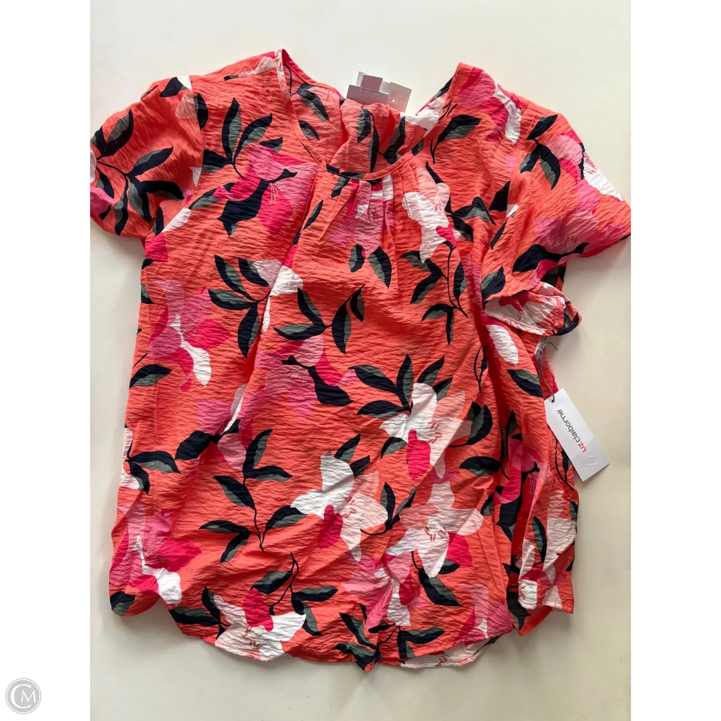 Blouse Short Sleeve By Liz Claiborne In Floral Print, Size: Xl