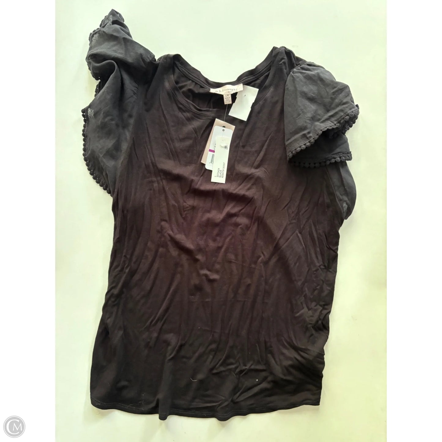 Top Short Sleeve By Philosophy In Black, Size: L