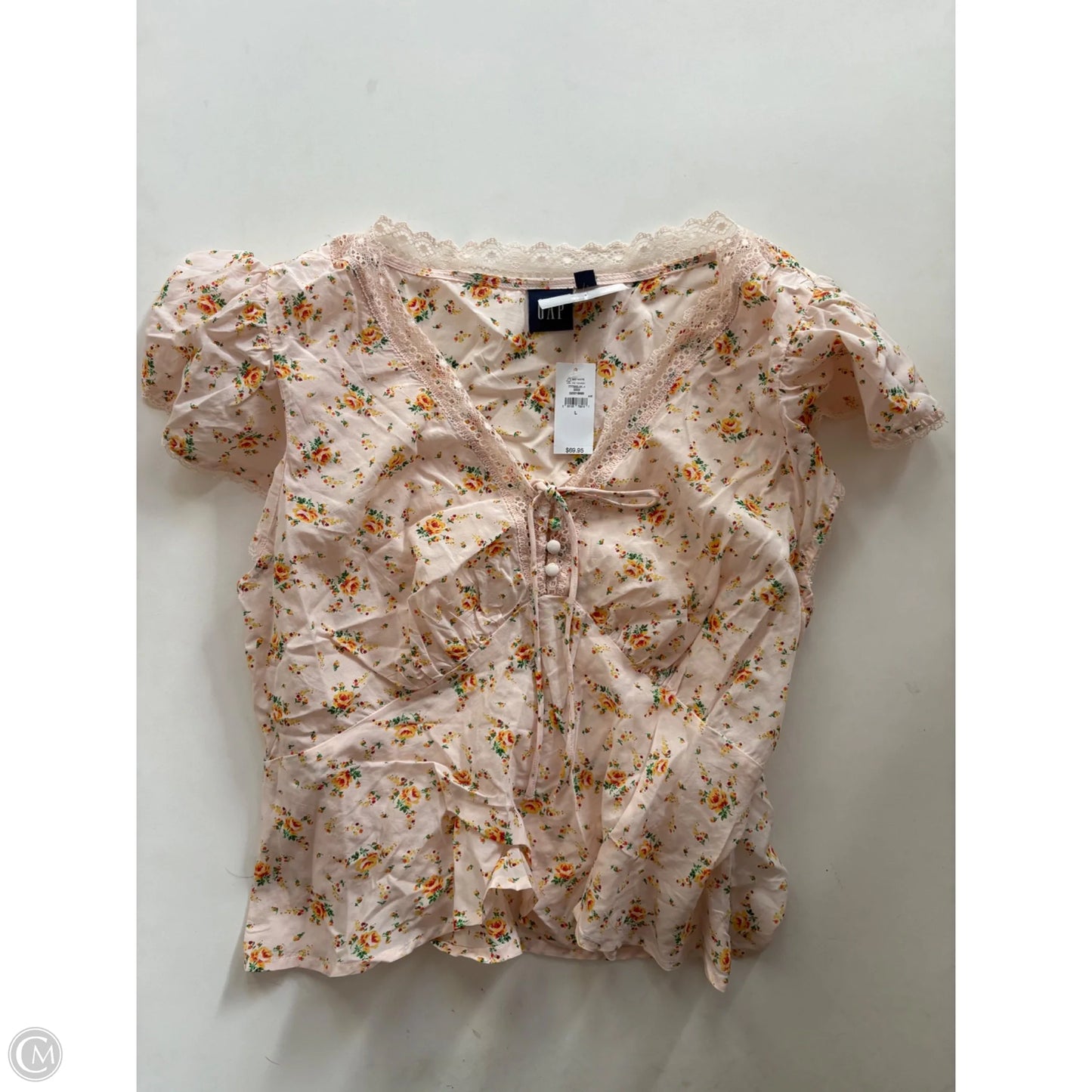 Top Short Sleeve By Gap In Peach, Size: L
