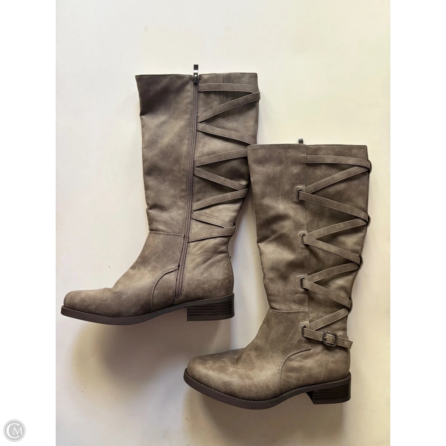 Boots Knee Heels By Cato In Brown, Size: 8