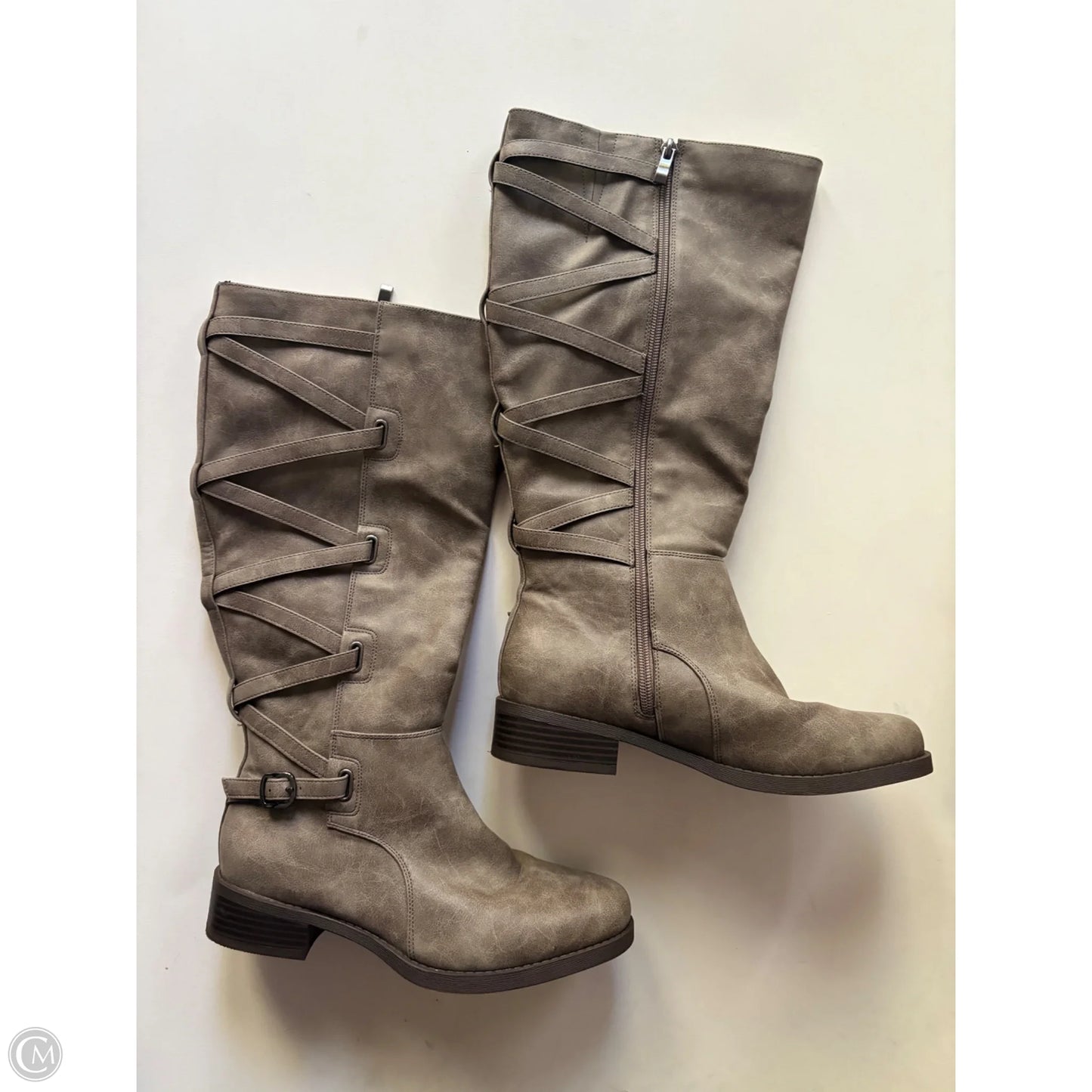 Boots Knee Heels By Cato In Brown, Size: 8