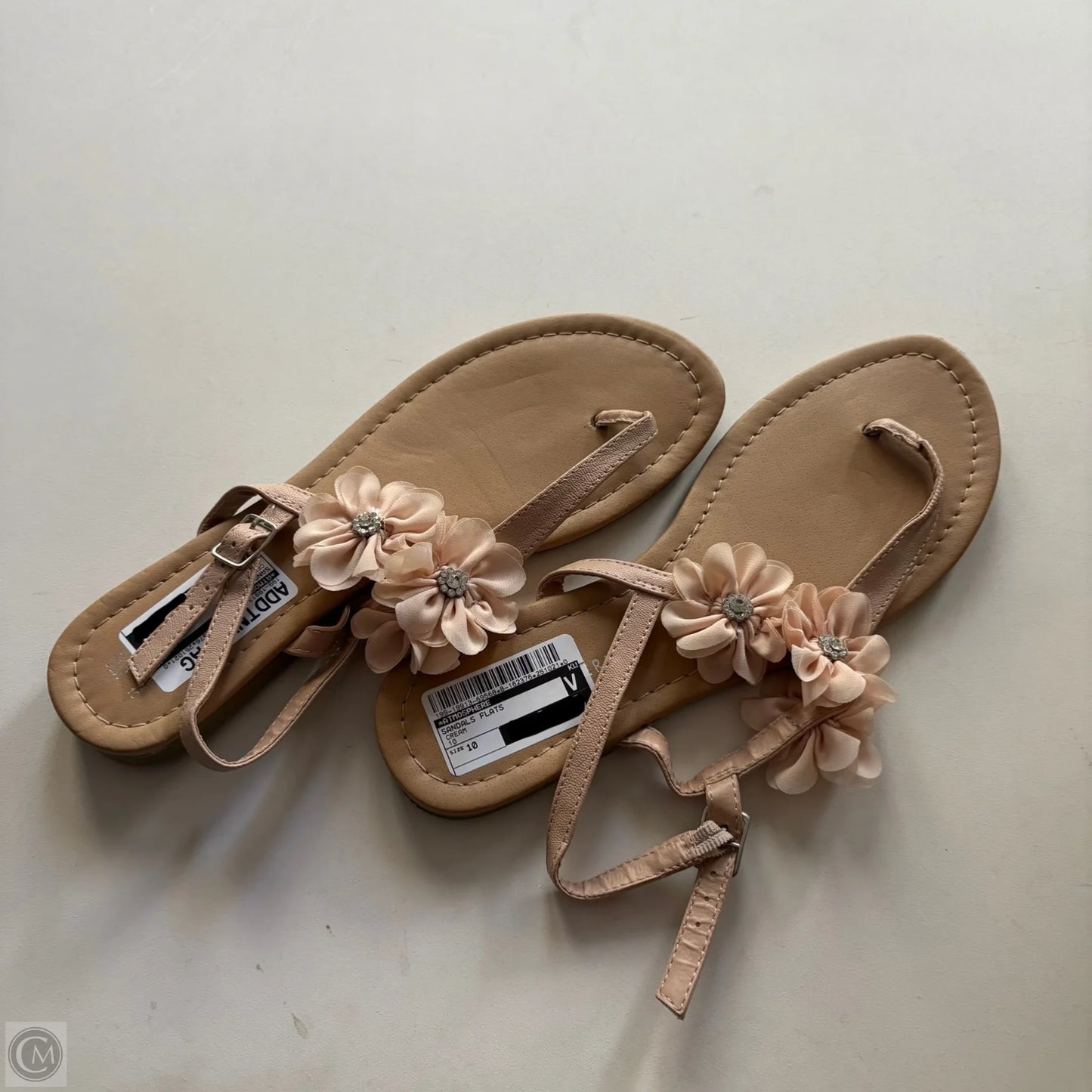 Sandals Flats By Atmosphere In Cream, Size: 10